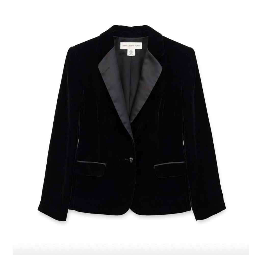 Jones New York Black Silk Rayon Velvet Blazer | US 8| |EUC|
